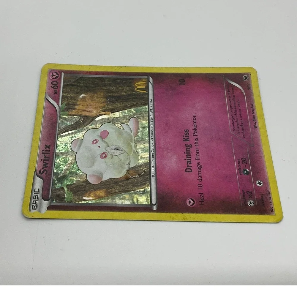 Pokemon Swirlix Trading Card Unisex Standard Pink 9/12 Holo McDonald's Promo